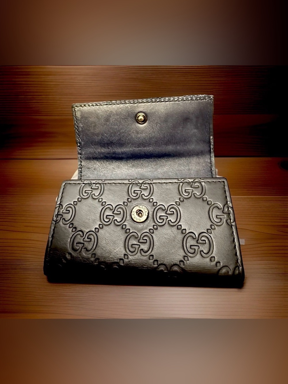 Authentic GUCCI Guccissima GG Logo 6 Ring Key Holder Case Black Leather EUC - Picture 3 of 9
